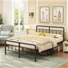 EMODA Letto Matrimoniale 120 x 190 cm con Testata in Stile Vittoriano, Struttura Letto in metallo alto 36cm con Spazio di Stoccaggio Sotto, Struttura robusta, Facile montaggio, Design Silenzioso, Nero