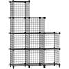 AWTATOS Griglia metallica a forma di cubo,9 cubi,libreria,impilabile,organizer per armadi modulari,per riporre i cubi,scaffale multiuso in filo di ferro per soggiorno,casa,ufficio,Nero,Media