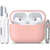 R-fun Custodia per Airpods Pro 2a/1a generazione con set di pulizia, protezione completa in silicone per custodia di ricarica Apple AirPods Pro 2023/2022/2019 [LED anteriore visibile], Rosa sabbia