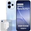 OPPO Reno15 FS 5G Smartphone Sbloccato, 8+512GB, Fotocamera Grandangolare 50MP FOV 100°, Display 6.57 120Hz, AI Portrait Glow, Batteria 6500mAh, IP69, Aurora Blue (Include Caricatore 80W SUPERVOOC)