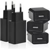 CYIOU 5 Pezzi Caricatore USB 5V1A Presa USB da 5W Alimentatore USB C Adattatore USB Caricatore per Telefoni Cellulari Auricolare e-Reader Tavoletta Altoparlante Bluetooth Powerbank (Nero)