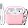 R-fun Custodia per Airpods Pro 2a/1a generazione con set di pulizia, protezione completa in silicone per custodia di ricarica Apple AirPods Pro 2023/2022/2019 [LED anteriore visibile], Rosa