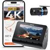 70mai A800SE Dashcam 4K+1080P GPS WiFi, Doppia Telecamera Auto Fronte/Retro, F1.55, HDR, Visione Notturna, ADAS, Schermo 3, Parcheggio 24/7, Supporta fino a 512GB (scheda SD non inclusa)