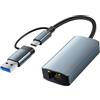 Loydia Adattatore di rete USB 3.0 Tipo C a Gigabit Ethernet RJ45 LAN, 2 in 1 Adattatore USB-C a RJ45 Ethernet LAN Network adattatore internet ethernet Compatibile con Laptop, PC per Windows 11/10