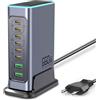 nongxiang 660W Caricatore USB C Multiplo, Hub di Carica Rapida PD 100W a 8 Porte con Tecnologia GaN, Alimentatore USB, Compatibile con Laptop, MacBook/iPad/iPhone/Samsung