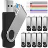 FEBNISCTE Chiavetta USB 512MB Pendrive 10 Pezzi Pennette USB 2.0 - Bassa Capacità 512 MB Portatile Pen Drive Pennetta USB - FEBNISCTE Girevole Penna Unità Flash USB Nero con Confezione da 10 Cordini