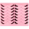 Heracks 14 paia di ciglia trasparenti a metà ciglia, 2 stili misti 12 mm, ciglia finte, look naturale, 1/2 angolo, 3/4 occhio di ciglia (14P-CZ05+29)