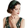 BABEYOND Fascia per capelli vintage anni '20 anni '20 con piume e perline di cristallo, accessorio per costume del Grande Gatsby, accessori per costumi ruggenti anni '20 (verde)