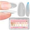 NOVO OVO Unghie finte ovali medie, extra spesse, senza curvatura a C, in morbido gel naturale, copertura completa, per acrilico, manicure francese, salone fai da te, 14 misure, 224 pezzi