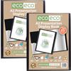 eco-eco Eco005x2 - Raccoglitore per presentazioni, formato A3, 50% riciclato, 20 tasche, colore: nero, con buste in plastica, confezione da 2