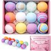 Fentar Bombe da Bagno Set, Sfere Effervescenti con Oli Essenziali, Box Regolo Bombe Doccia, Set da Bagno Natalizie Regalo per Bambini Donna, Fragranza Rilassante Ingredienti Naturali (12 x 60g)