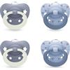 NUK First Choice Classic Day & Night Succhietto per Bambini | 0-6 Mesi | Succhietti Ortodontici che si Illuminano al Buio | Accettati dal 95% dei Bambini** | Blu | Confezione da 4