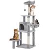 Yaheetech Albero Tiragraffi in Sisal Naturale e Truciolato 48,5 cm × 40,5 cm × 145 cm Torre per Gatti con Posatoio Gioco Condominio Grigio Chiaro