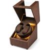 Tolesum Watch Winder con Luce LED, 2 Orologi Scatola Carica Orologio, Ricarica Type C Carica Orologio、Automaticiper,Doppia Scatola del Tempo per Orologi in PU Rotante-Marrone
