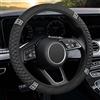 CAR PASS Coprivolante In Pelle Con Strass: Set 5 Pezzi Tappetini Auto, Antiscivolo, Per Ragazze (Nero)