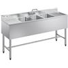 VEVOR Lavello a 3 Scomparti Rettangolare in Acciaio Inox Lavello da Cucina a 3 Vasche con 2 Scolapiatti Paraschizzi Rubinetto Freddo e Caldo, Dimensioni di Vasca 254 x 356 x 254 mm, per Ristorante Bar