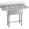 VEVOR Lavello a 3 Scomparti Rettangolare in Acciaio Inox 304 Lavello Autoportante a 3 Vasche Multiuso con 2 Scolapiatti e Paraschizzi Dimensioni Vasca 254 x 356 x 254 mm, per Esterno Garage Cucina