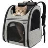 Zavothy Zaino per Cani e Gatti, Zainetto Trasportino Portatile e Pieghevole, con Finestra a Rete e Supporto Imbottito per la Schiena, Traspirante, Carico Massimo 8kg (Grigio)