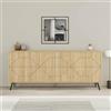 Dmora - Credenza Chiron, Buffet da Soggiorno, Madia da Salotto, Dispensa da Cucina, 184x35 h77 cm, Quercia