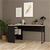 Dmora - Scrivania Patience, Scrittoio Multiuso, Tavolo per Ufficio Porta PC, Piano di Lavoro, 145x81 h77 cm, Nero e Quercia