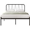 Novilla Rete Letto Matrimoniale 140x200 Struttura Letto della Piattaforma con Testiera, Supporto a Doghe in Acciaio, Base del Materasso, Design Moderno, Spazio di Archiviazione, Nero