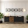 Dmora - Credenza Erythros, Buffet da soggiorno, Madia da salotto, Dispensa da cucina, 180x35 h79 cm, Noce e Nero