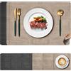 Set 6 Tovagliette Americane Lavabili In Lino – Grigio Scuro – Antiscivolo E Resistenti Al Calore – Double Face - 2