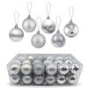 Zueyen Confezione da 36 Palline di Natale Decorazione, Palline per Albero di Natale Appese Sfera Infrangibile, Lucide e Glitter con Anello per Appendere per Albero di Natale, Festa(D'argento)