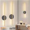 Ketom 2 Pezzi Applique da Parete Interno LED, Lampada da Parete Senza Fili, Lampada da Muro Dimmerabile & 3 Temperatura Colore & Timer con Telecomando, per Soggiorno Corridoio, Nero e Oro