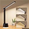 LQWELL Lampada da scrivania a LED touch con luce notturna inferiore, lampada da comodino con 3 colori e luminosità dimmerabile, testa pieghevole, funzione timer, cavo di alimentazione da 1,5 m