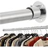 Poskena Asta telescopica da 32 mm, asta appendiabiti argentata, 74-130 cm, con supporti in metallo, 1 set di asta appendiabiti a parete