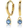 Orovi Orecchini Donna Argento 925 placcati oro 18kt Orecchini a Cerchio con Spinelli blu, gioiello anallergico confezionato in un elegante astuccio portagioie