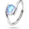 KRFY Anello Argento 925 Donna Anello Pietra di Luna Naturale Placcato Oro Bianco Anelli Donna Regolabili Pietra Ovale Solitario Anelli Argento Matrimonio Gioiello Regalo