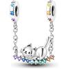 Parmuz 925 fascino in argento sterling per fascino in bracciale collana da sogno catcher piume tassel fascino fortunato perline per perle di compleanno per donna