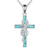 ONEFINITY Collana con ciondolo a forma di croce in argento Sterling 925 con turchese e nota musicale, gioiello musicale a chiave da pavimento, regalo per uomo e donna, Argento sterling