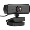 ASHATA Videocamera Web HD, videocamera USB per Webcam Microfono Integrato Accessorio per Computer, videocamera per Computer Full HD 4K per Trasmissione in Diretta/Net Class, Plug And Play.(Nero)
