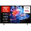 TCL 75V6C TV LED Direct da 75, HDR 4K, Smart TV con tecnologia Google TV (Dolby Audio, Motion Clarity, compatibile con Google Assistant e Alexa)
