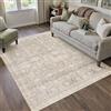 PureCozy Tappeto Lavabile Beige per Soggiorno 120x170cm, Vintage per Living Room, a Pelo Corto, Antiscivolo, Morbido, Stile Boho Retro per Cucina, Camera da Letto, Sala da Pranzo