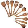 Tagtight Set di 10 da cucina con supporto, cucchiaio da cucina, spatola, mestolo per pasta, mestolo in legno d'ulivo, mestolo e spatola per cucinare, cucchiaio da servizio, set di utensili da