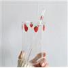 Karriter Tazza Alto Borosilicato Carino Strawberry Water Water Latte Bere Bicchieri Tazza con Paglia (Color : A)