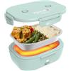 Faitron HeatsBox Go Kids Lunch Box autoriscaldante per bambini, contenitore in acciaio inox da 540 ml, batteria integrata 100 W e controllo via app, scaldavivande portatile per scuola/viaggi/outdoor - Green