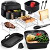 YFKJEU Accessori per friggitrice ad aria calda Philips Airfryer 3000-5000 serie 9L, pieghevole, in silicone, per friggitrice ad aria calda, set di accessori riutilizzabili, per Philips Dual Basket Airfryer
