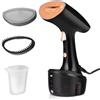 LEHMANN Stiratore Verticale, 1600W, 25 g/min di Vapore, Serbatoio dell'acqua rimovibile da 320ml, Riscaldamento Rapido, Stiro Verticale e Orizzontale, 2 Accessori, Compatto e Leggero, Nero/Rosa Oro