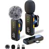 Aiwgyibo Microfono Wireless - Microfono Bluetooth Compatibile con iPhone/Android/Computer, Microfono Lavalier con Funzione di Riduzione del Rumore, Supporta Trasmissione Live, Vlog e Interviste