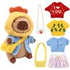 Kunaxku Capybara Peluche 8pcs Set, 23cm Peluche Capybara Bambola, simpatici plush Capibara, peluche per bambini con vestiti e accessori, decorazione per la casa a forma di animale di plush per il soggiorn