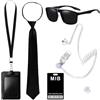 MUNSKT 6 Pz MIB Agente Costume Accessori per Costume Agente di Sicurezza Men in Nero Deguisement Accessori Agente Segreto per Festa di Halloween Cosplay Set di servizi segreti Accessori co