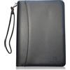 Lautus Designs - Custodia con zip con blocco note formato A5 - Raccoglitore professionale ad anelli in pelle PU con scomparto per tablet da 8 pollici - Colore nero