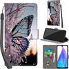 PHINIENLAND Cover per Xiaomi Redmi Note 8T Case PU Pelle Custodia [Kickstand] [Chiusura magnetica] [Slot per Schede], Portafoglio Flip Custodia per Redmi Note 8T,Farfalla