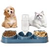 Naapesi Set Ciotole per Cibo Acqua per Gatti - 3 in 1 Doppie Ciotole per Gatti con 500 ml Bottiglia d'acqua, Separatore per Cibo Secco e Umido, per Cani di Piccola e Media Taglia (Blue)