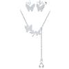 MICMIF Set di Collana e Orecchini con Farfalle in Argento 925, Ciondolo Farfalle con Catena 40+5cm, Orecchini a perno con Farfalla, Elegante Parure per Donne e Ragazze in Vacanze, Festa